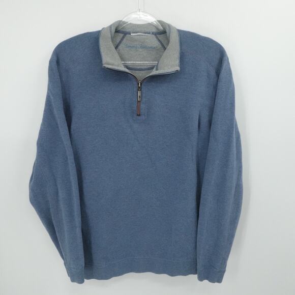 Tommy Bahama Sweater Mens XXL Blue Gray 1/4 Zip Reversable Casual Preppy GOlf - Picture 1 of 12